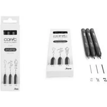 COPIC Multiliner Fineliner juodas 0,3 + 0,5 + 0,8 mm, 3 vnt. (22075630)