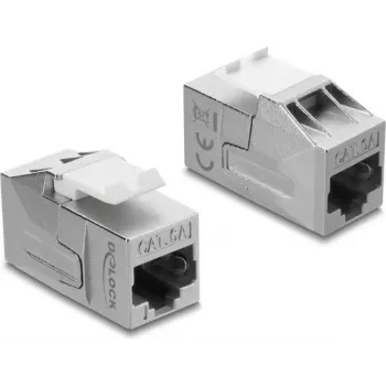 Keystone modulis DELOCK 91122 — plokščias RJ-45 įdėklas, sidabrinis/baltas, 16×32,8×20 mm