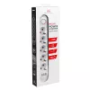 Maitinimo blokas MACLEAN MCE395 W – 5 kištukinių lizdų, 3× USB A, 110–240 V AC, 2,1 A USB, max 2500 W, baltas, 1,5 m laidas