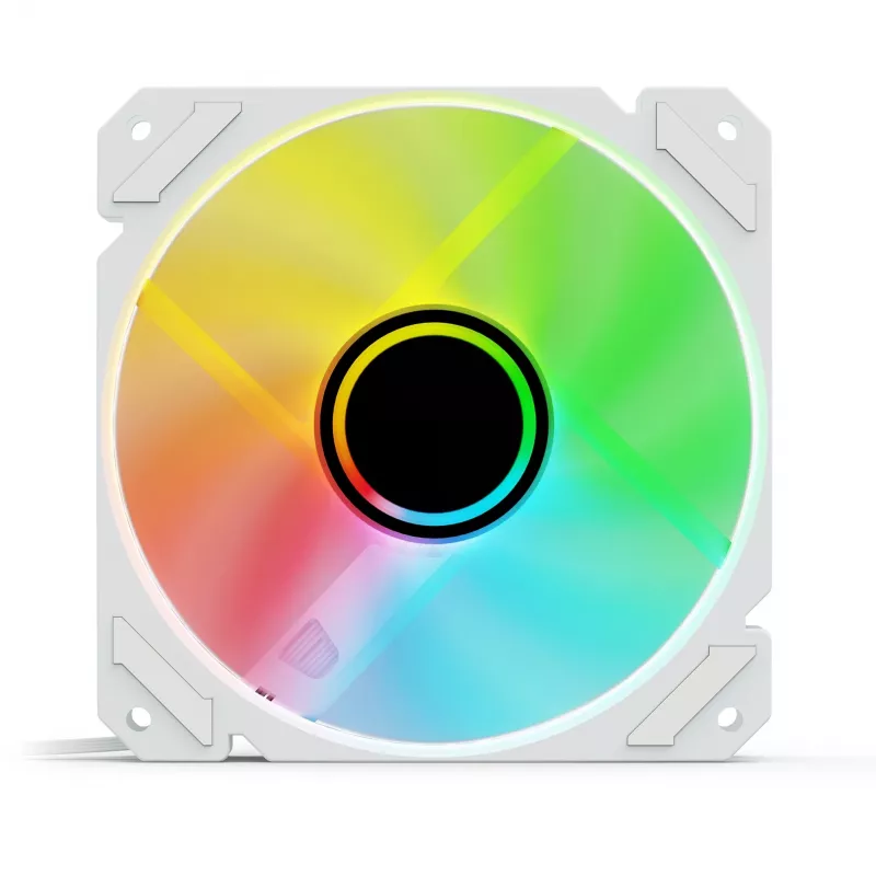 Korpuso ventiliatorius Sharkoon SHARK Mirror RGB PWM REVERSE 120 mm baltas, 500–1500 RPM, 99,52 m³/h, FDB