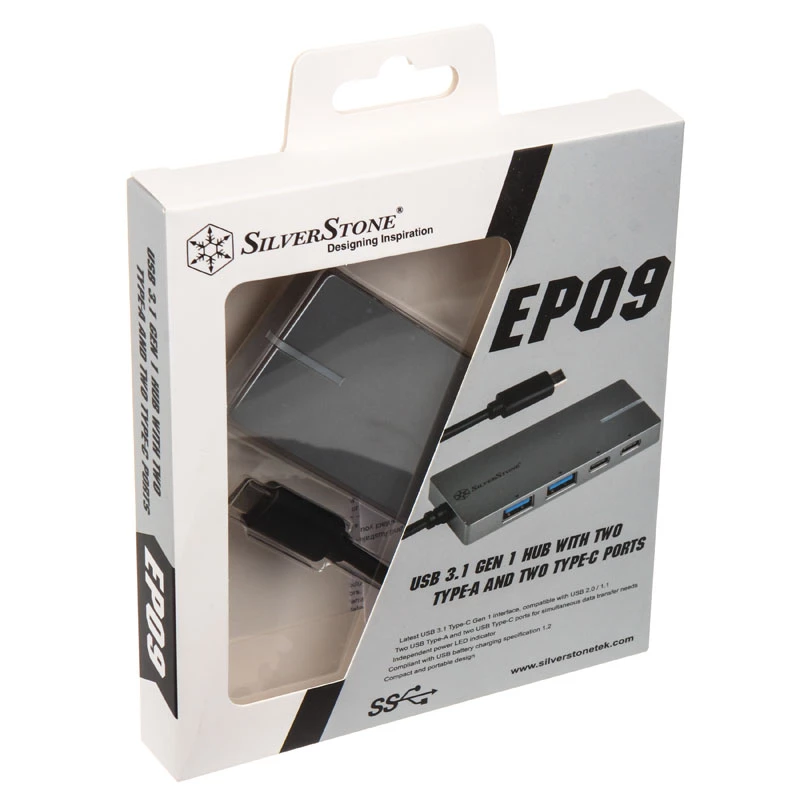 USB 3.1-C adapteris SILVERSTONE SST-EP09C – USB-C į USB-A jungtis, sidabrinė spalva