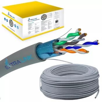 Tinklo kabelis Extralink vytos poros CAT5E FTP vidaus 305 m pilkas
