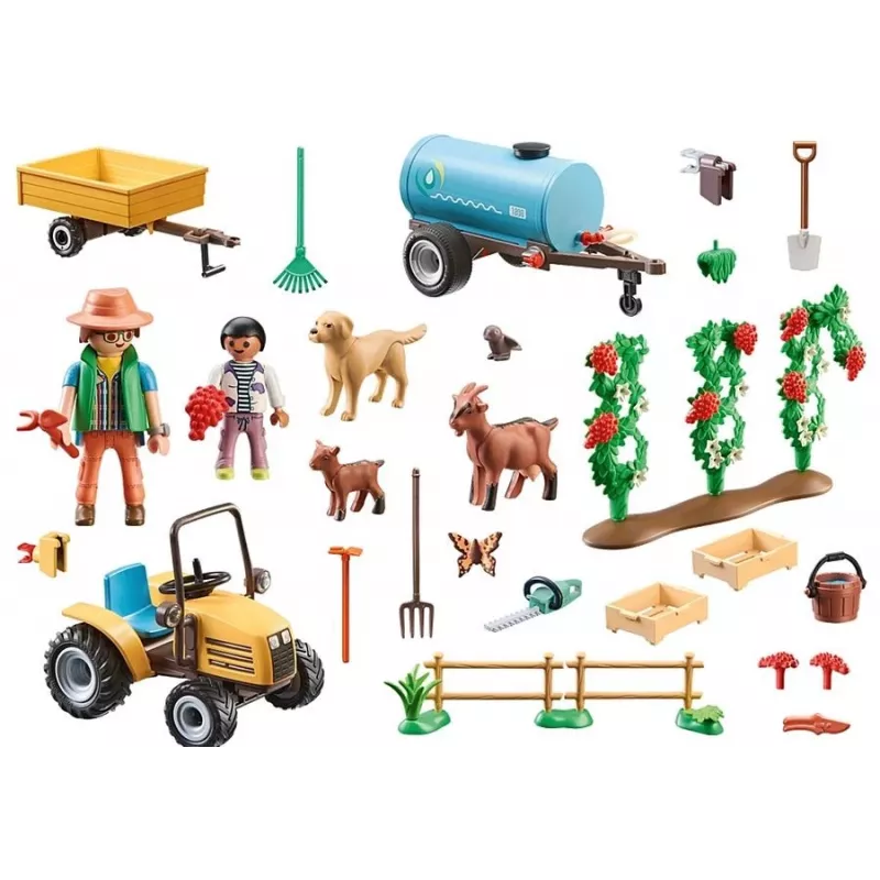 Playmobil 71442 Country: Traktorius su priekaba ir vandens rezervuaru – Šviežias derlius ūkyje, mokymasis apie aplinką, smagus vaidmenų žaidimas