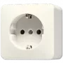 JUNG 620 A kištukinis lizdas, F tipas, dramblio kaulo spalva, 250 V, 16 A, 61 mm × 61 mm