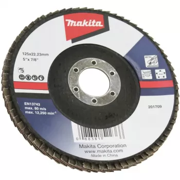 Makita šlifavimo diskas medienai, metalui, plastikui, spalvotiesiems metalams, plienui, grūdėtumas A120, 125 mm