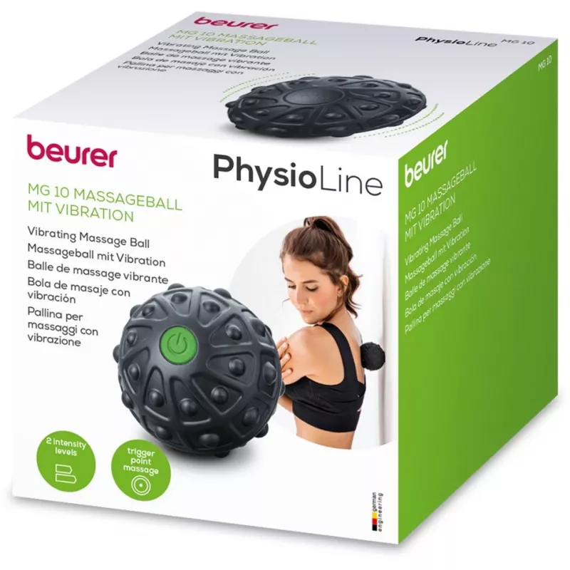 Masažinis rutulys Beurer MG 10 – vibracinis masažinis rutulys, Ø 75 mm, universalus naudojimas, juoda/žalia