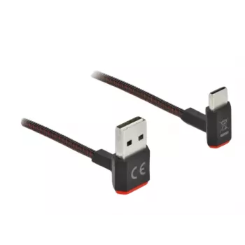 USB laidas DeLOCK EASY-USB 2.0 Type-A kištukas į Type-C kištuką kampuotas 0,2 m juodas