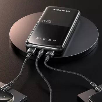 Awei PowerBank P10K 10000 mAh 22,5 W Juoda/Juoda