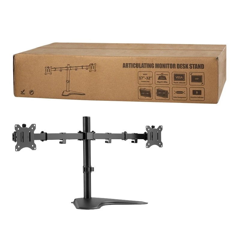 Monitorų laikiklis LOGILINK BP0099 dviem ekranams, iki 81,3 cm (32 col.), VESA 75×75–100×100, max 8 kg, juodas