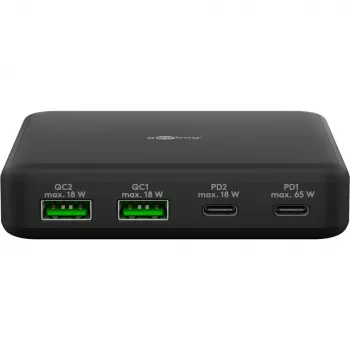GOOBAY kelių prievadų USB-C PD GaN stalinis įkroviklis 65 W, juodas