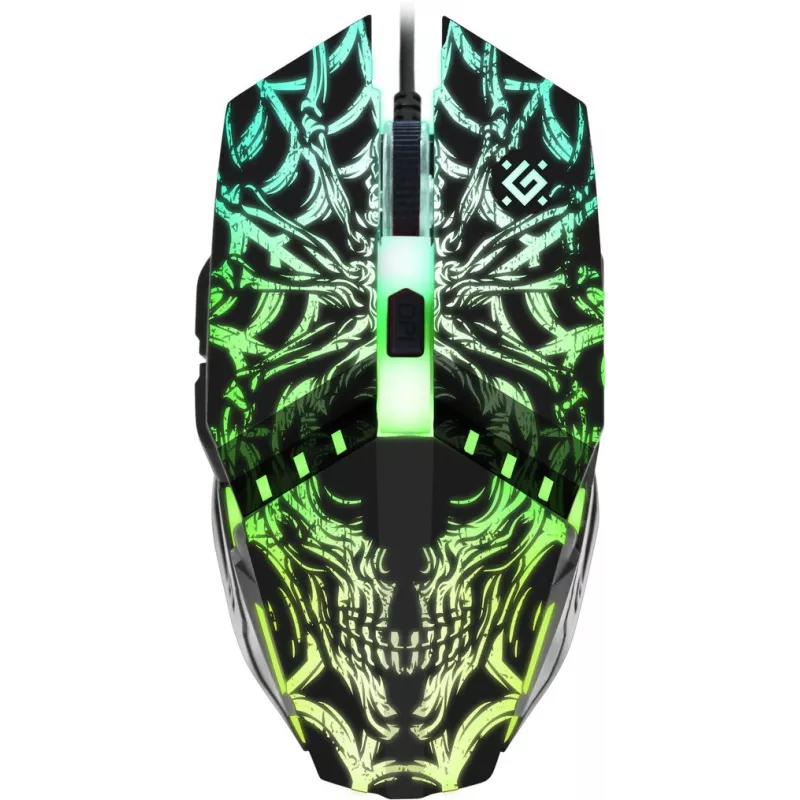 Žaidimų pelė DEFENDER GM-670L Ambidekstrinė optinė, 2400 DPI, 5 mygtukai, laidinė, juoda, RGB