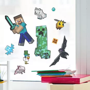 Lipnūs langų dekorai Paladone Minecraft PP13105MCF – daugkartiniai lipdukai be klijų