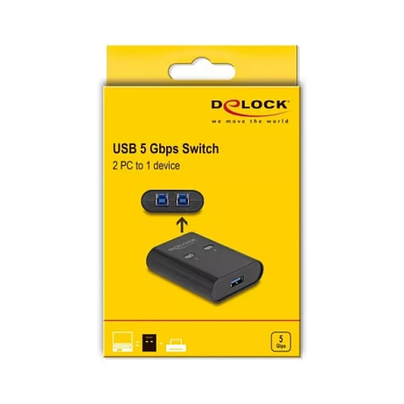 DeLOCK USB jungiklis 2 PC prie 1 įrenginio 5 Gbps juodas
