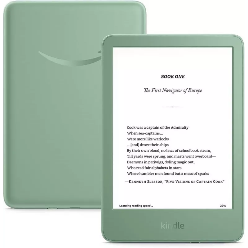 E. knygų skaityklė Amazon Kindle 11-osios kartos 6 colių 16 GB Wi-Fi Matcha, USB-C, perdirbtas plastikas