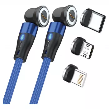 USB laidas RealPower MagneticCharge2 1 m mėlynas greitas įkrovimas duomenų perdavimas