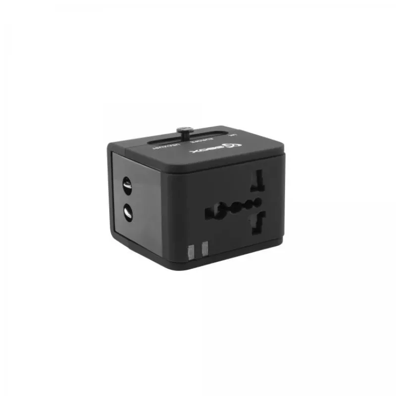 Kelioninis adapteris SBOX TA-23 su dvigubu USB įkrovikliu ir universalia kištukų sistema