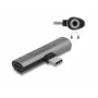 DeLOCK 64186 laido lyties keitiklis USB Type-C į USB Type-C + 3,5 mm, pilkas