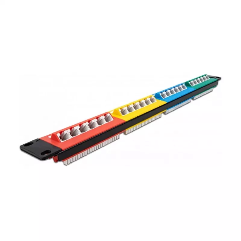 DeLOCK 19 inch Patch Panel 24 prievadai Cat.5e 1U spalvotas RJ-45