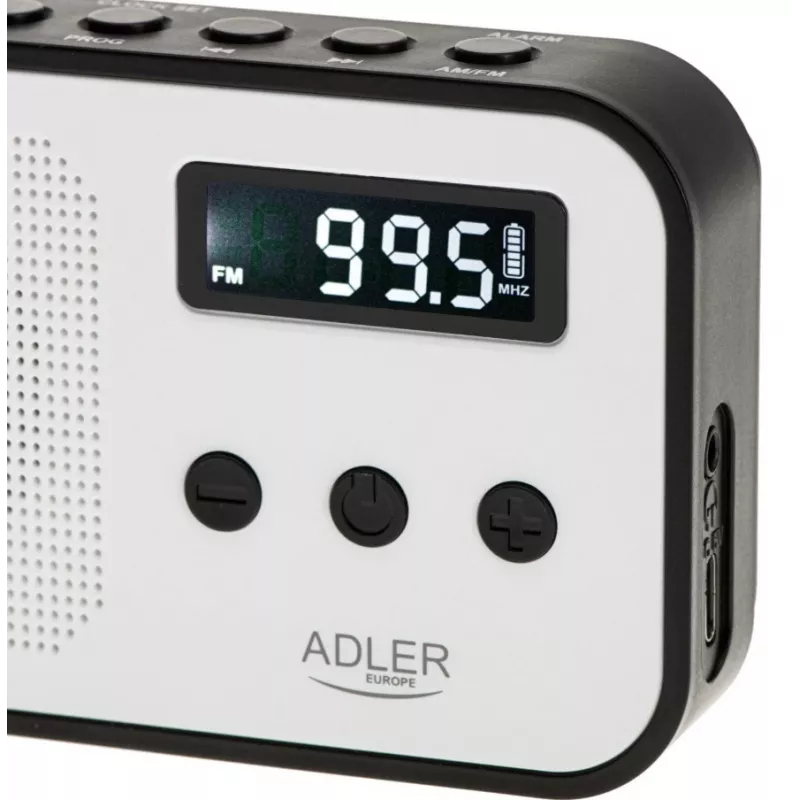 Nešiojamas skaitmeninis radijas Adler AD 1907 – AM/FM, skaitmeninis imtuvas, žadintuvas, USB-C, 600 mAh baterija, LCD, 20 išankstinių stočių, teleskopinė antena