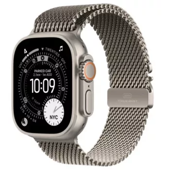 Išmanusis laikrodis Apple Watch Ultra 3 GPS + Cellular 49mm natūralaus titano korpusas su natūralaus titano Milano kilpa – 64GB, OLED, 422×514, atsparus vandeniui 100m, didelis