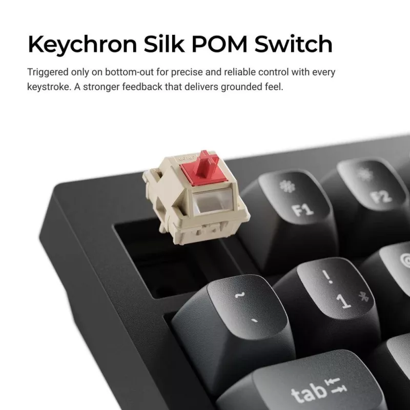 Mechaninė klaviatūra Keychron V1 Ultra 8K — 75% formatai, QWERTY, Bluetooth, RGB, Juoda