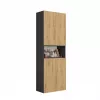 Vonios spintelė Top e Shop NEL 2K DK ANT/ART KP Graphite/Oak, laisvai pastatoma, 600×300×1740 mm, 3 lentynos