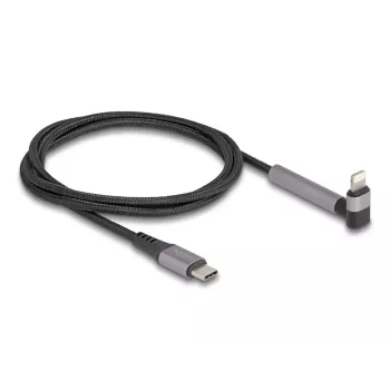 USB Type-C į Lightning įkrovimo ir duomenų laidas su kampu jungtimi ir stovo funkcija, DELOCK 1,5 m, 9 V 3 A (MFi)