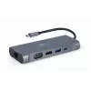 Gembird A-CM-COMBO7-01 nešiojamojo kompiuterio dokas / prievadų replikatorius USB 3.2 Gen 1 (3.1 Gen 1) Type-A pilkas