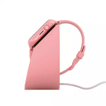 Įkrovimo stovas Stelio ST-CHS01-PK Junior rožinis – USB belaidis įkroviklis telefonams ir planšetėms, vienas prievadas, kompaktiškas
