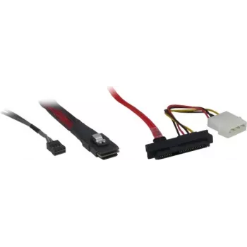 Inter-Tech - Vidinis SAS kabelis - SAS 6Gbit/s - Mini SAS (SFF-8087) prie vidinio maitinimo šaltinio, 4 kontaktų, vidinis SAS, 29 kontaktų (SFF-8482) - 50cm - Juoda, Raudona (88885001)