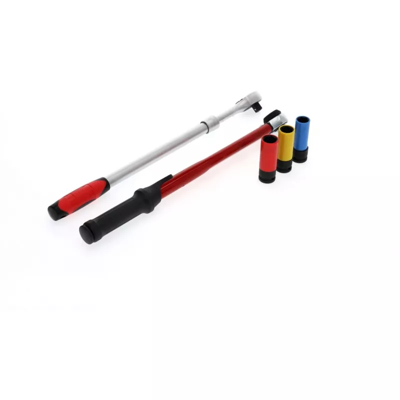 Ratų keitimo įrankių rinkinys Gedore R69003000 – 5 dalių sukimo momento veržliarakčių komplektas, juodas/raudonas