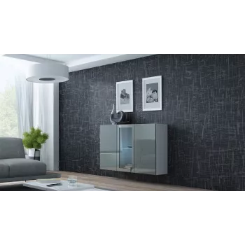 Cama Komoda VIGO 90/120/38 baltas/pilkas blizgus