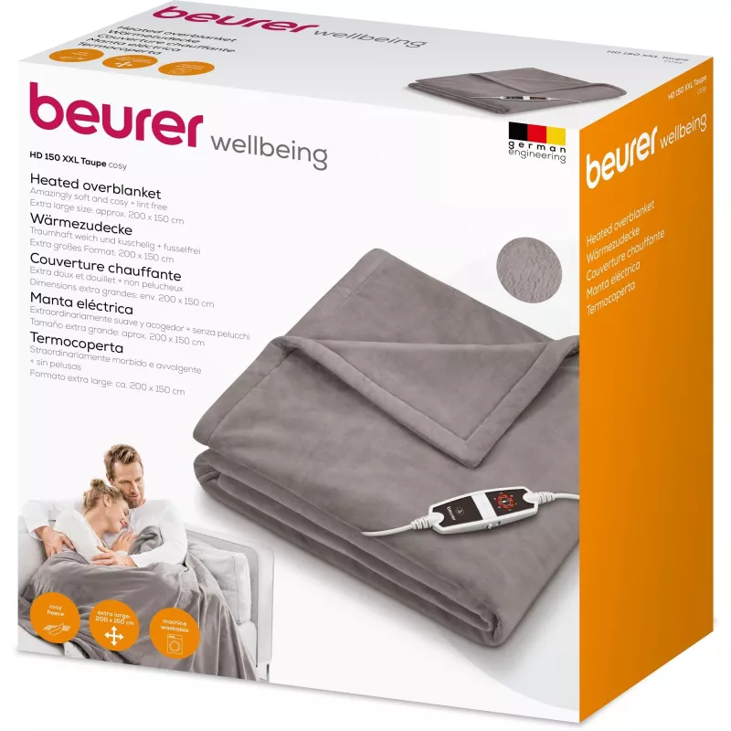 Beurer HD 150 XXL Cosy Taupe šildoma antklodė, 200 x 150 cm