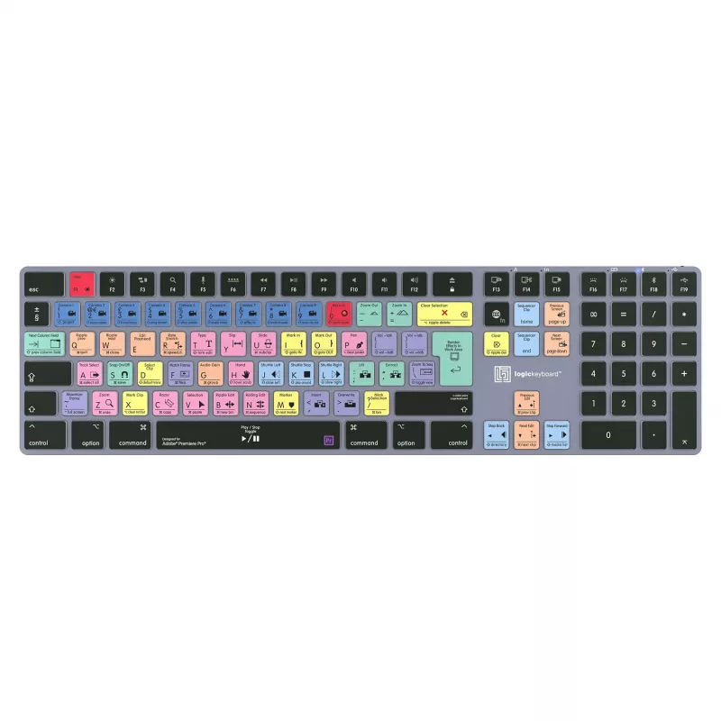 LogicKeyboard Titan DE Mac klaviatūra, skirta Adobe Premiere Pro CC, vokiškas išdėstymas