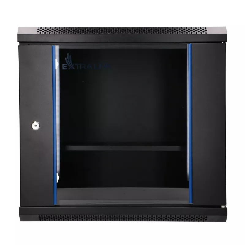 EXTRALINK LITE 9U 530×400 sieninis stelažo korpusas juodas su lentyna