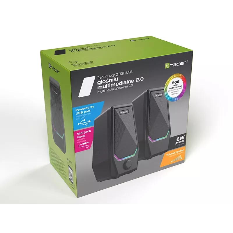 Tracer Loop 2.0 RGB USB daugialypės terpės garsiakalbiai 2.0, 6 W