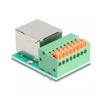 DeLOCK 90652 lyties keitiklis RJ45 8 kontaktų gnybtų blokas Žalia Sidabrinė