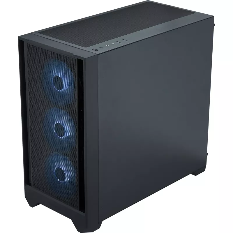 Korpusas Silentware Flow 110 A-RGB Black – vidutinis bokštas, grūdinto stiklo šoninis dangtis