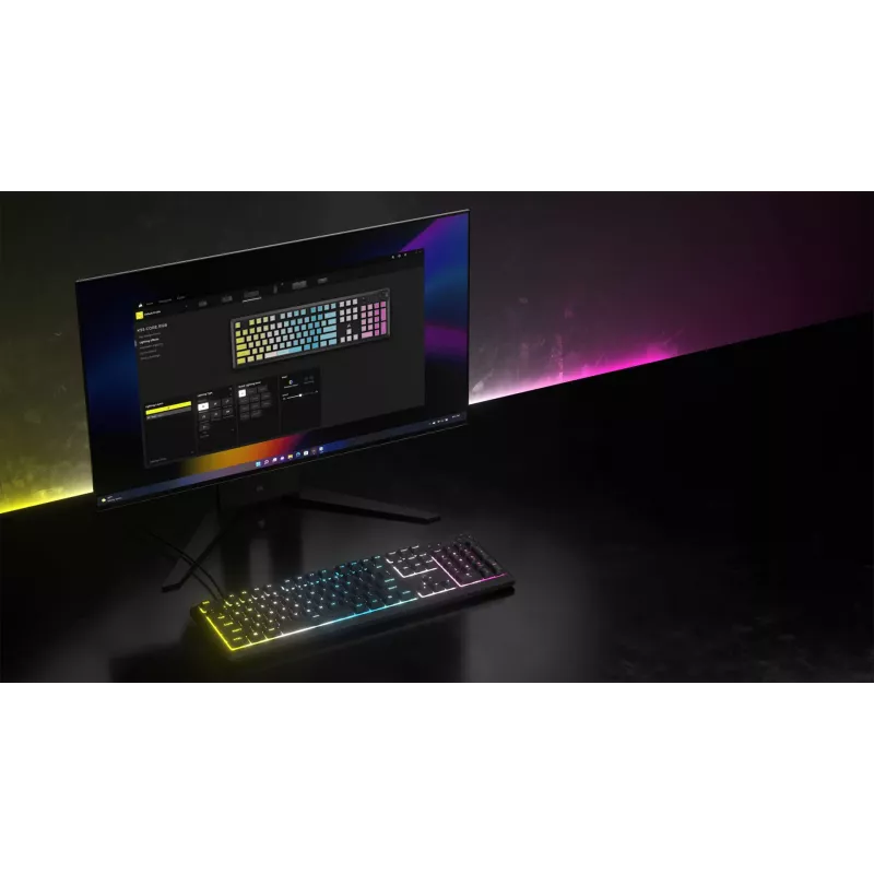 Corsair K55 CORE RGB klaviatūra žaidimams USB QWERTZ vokiška juoda