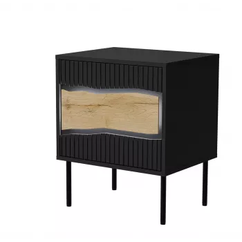 Cama INSERTO Naktinė spintelė, 2 vnt., 50x40x61.5 cm, juodas + LED