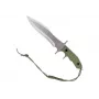 Fiksuotas peilis cinema classic CC-H5 Rambo V – išgyvenimo peilis, plieninis ašmenys 230 mm, bendras ilgis 385 mm, polimerinė žalia rankena, odinė makštis