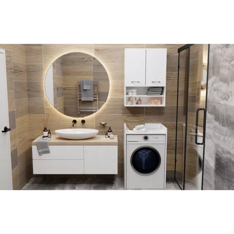 Spintelė skalbimo mašinai POLA Laundry Room Cabinet - balta
