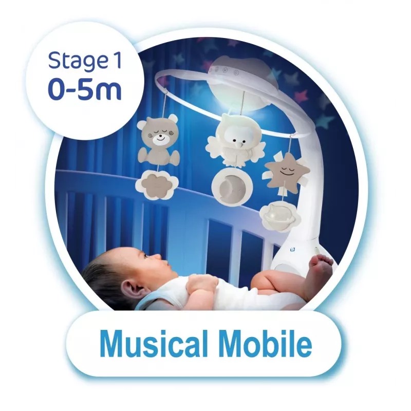 3in1 muzikinis projekcinis mobilis smėlio spalvos