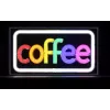 Neon LED ženklas ActiveJet AJE-NEON COFFEE, daugiaspalvis, USB 5V, montuojamas ant paviršiaus, AS plastikinis rėmas