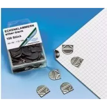 WEDO 112 154 metaliniai kampiniai segtuvai sidabriniai 10 lapų talpa 100 vnt.