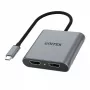 UNITEK V1404B USB-C adapteris, 2x HDMI, 4K@60Hz, MST