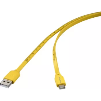 USB kabelis Renkforce USB 2.0 USB-C kištukas – USB-A kištukas geltonas su metriniu žymėjimu RF-6721076