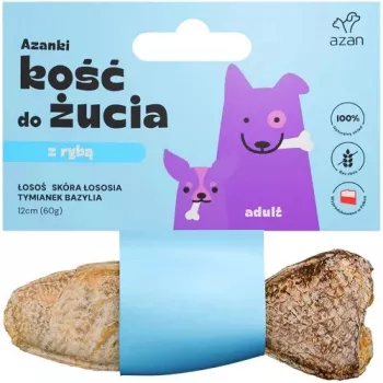 AZANKI Kaulas su lašiša lašišos odoje su čiobreliais ir bazilikais žuvies formos - skanėstas šunims - 12 cm