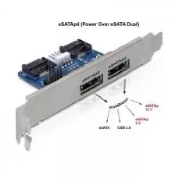Slot bracket DeLOCK 61725 2x eSATAp 5V/12V sąsajos plokščių / adapterių