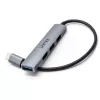 USB-C šakotuvas Unitek H1208B — 1x USB-A 5 Gbps, 3x USB-A 2.0, USB-C lizdas, aliumininis korpusas, 0,20 m kabelis